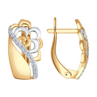 Сияющие золотые серьги с фианитами 