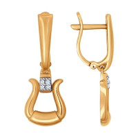 Серьги из золота с фианитами 2765 изысканного дизайна с авторской отделкой