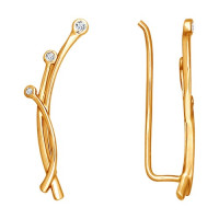 Сияющие золотые серьги с фианитами для особых моментов 17330