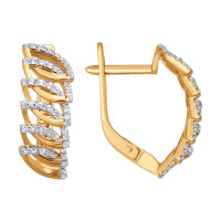 Сияющие золотые серьги с фианитами для торжественных случаев 18358