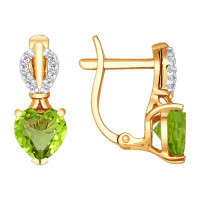 Серьги из золота с фианитами и хризолитами 10800