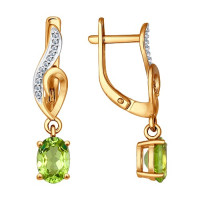 Серьги из золота с фианитами и хризолитами «Летнее утро» 10663