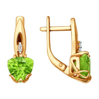 Серьги из золота с фианитами и хризолитами 10645
