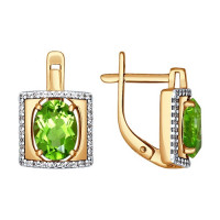 Серьги из золота с фианитами и хризолитами 11499