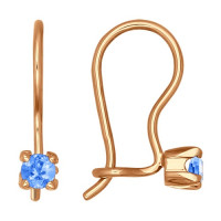 Серьги из золота с голубыми фианитами 