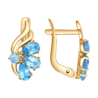 Серьги из золота с голубыми топазами 6036
