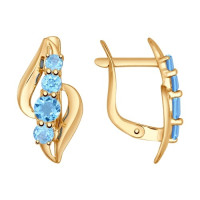 Серьги из золота с голубыми топазами 