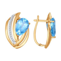 Серьги из золота с голубыми топазами и фианитами 6751