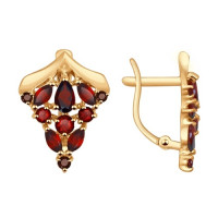 Серьги из золота с гранатами 