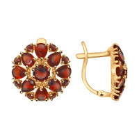 Золотые серьги с гранатами Сияние Искусства 8563