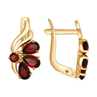 Серьги из золота с гранатами 