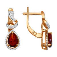 Серьги из золота с гранатами и фианитами 12049