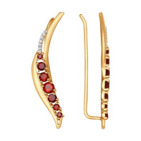 Серьги из золота с гранатами и фианитами 17315