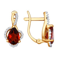 Серьги из золота с гранатами и фианитами 10857