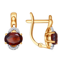 Серьги из золота с гранатами и фианитами 10849