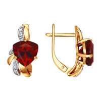 Серьги из золота с гранатами и фианитами 12779