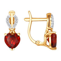 Серьги из золота с гранатами и фианитами 10798