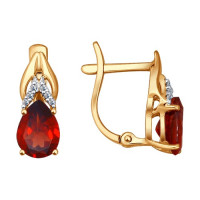 Серьги из золота с гранатами и фианитами «Волшебство красного граната» 10780