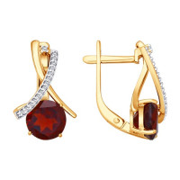 Серьги из золота с гранатами и фианитами 10314