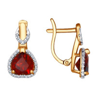 Серьги из золота с гранатами и фианитами Архитектура света 10210