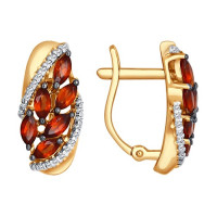 Серьги из золота с гранатами и фианитами 10142