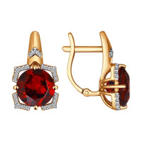 Серьги из золота с гранатами и фианитами Вечерний Блеск 10102