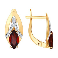 Серьги из золота с гранатами и фианитами 8954