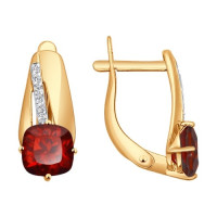 Серьги из золота с гранатами и фианитами 8950