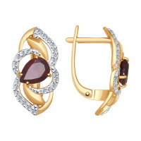 Серьги из золота с гранатами и фианитами Вечерний Блеск 6965