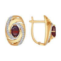 Золотые серьги с гранатами и фианитами — Искрящиеся Элементы Элегантности 6759