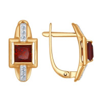 Серьги из золота с гранатами и фианитами 6729