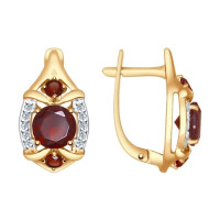 Серьги из золота с гранатами и фианитами 6684