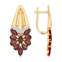 Серьги из золота с гранатами и фианитами 7198