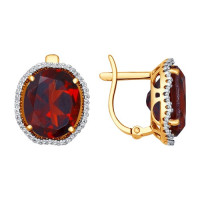Серьги из золота с гранатами и фианитами 10674