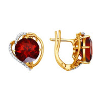 Серьги из золота с гранатами и фианитами 12775