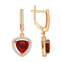 Серьги из золота с гранатами и фианитами 12540