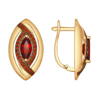 Серьги из золота с гранатами и красными фианитами 6481