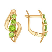 Серьги из золота с хризолитами «Сияние лета 6289»