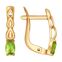 Серьги из золота с хризолитами 