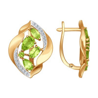 Серьги из золота с хризолитами и фианитами 6957