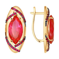 Серьги из золота с корундами и фианитами 8509