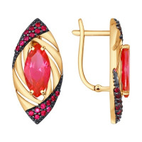 Серьги из золота с корундами и фианитами Искрящийся Элегантный Акцент 8506