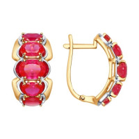 Серьги из золота с корундами рубиновыми (синт.) 7020