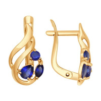 Серьги из золота с корундами сапфировыми (синт.) 5644