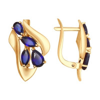 Серьги из золотого сияния с синтетическими сапфирами 