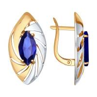 Серьги из золота с корундами сапфировыми (синт.) 6000
