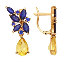 Серьги из золота с корундами сапфировыми и цитринами: Магия солнечного света