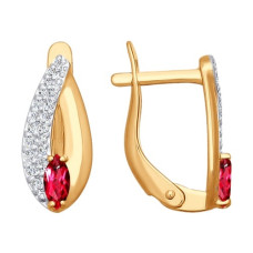 Серьги из золота с красными фианитами