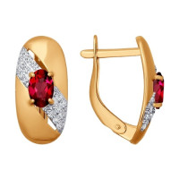 Серьги из золота с красными фианитами 9386