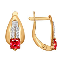 Серьги из золота с красными фианитами 9370
